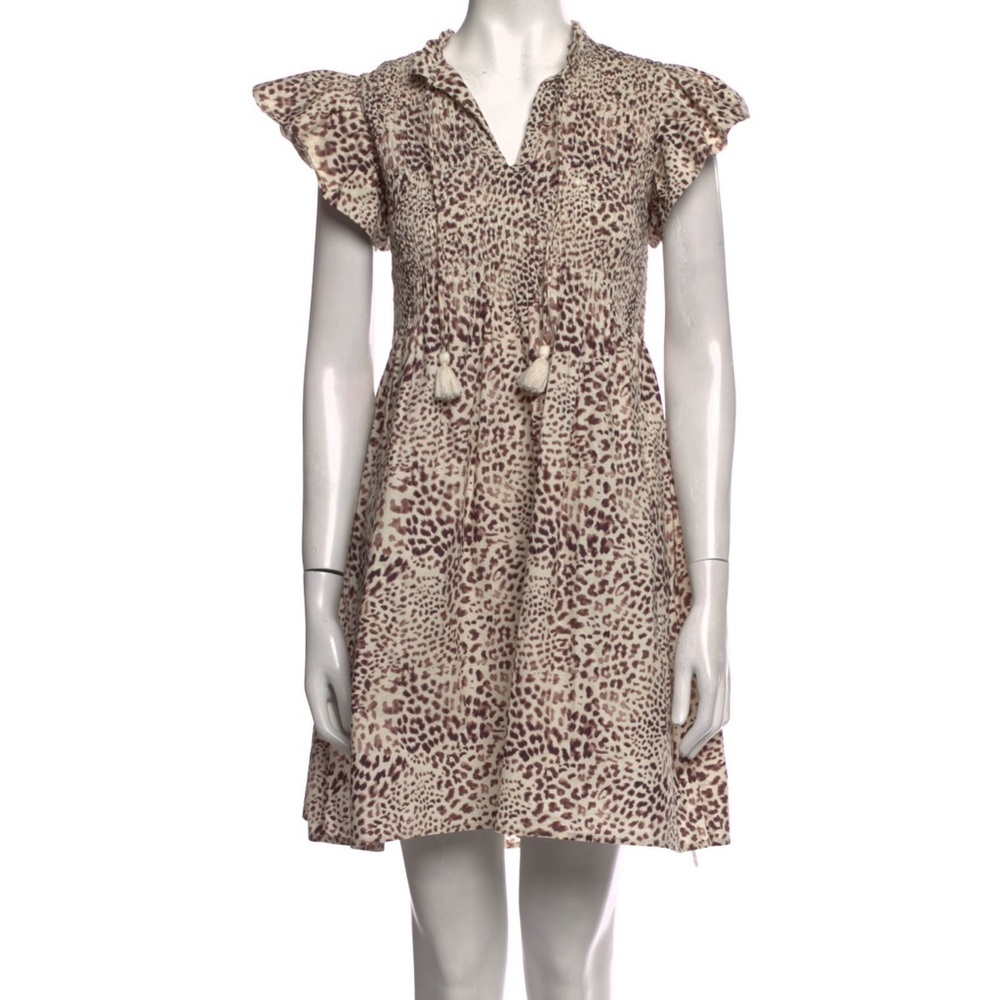 Sea New York Animal Print Smocked Ruffle Mini Dress Size 6